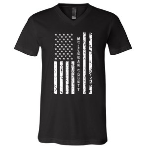 Mclennan County United States Distressed Us Flag V-Neck T-Shirt