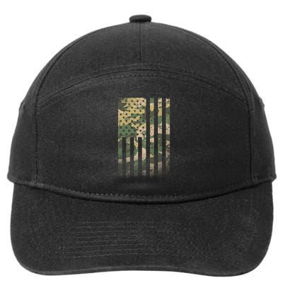 Military Camouflage USA American Flag 7-Panel Snapback Hat