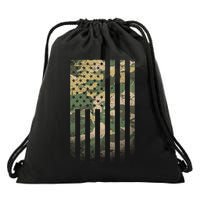 Military Camouflage USA American Flag Drawstring Bag