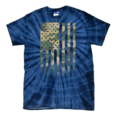 Military Camouflage USA American Flag Tie-Dye T-Shirt