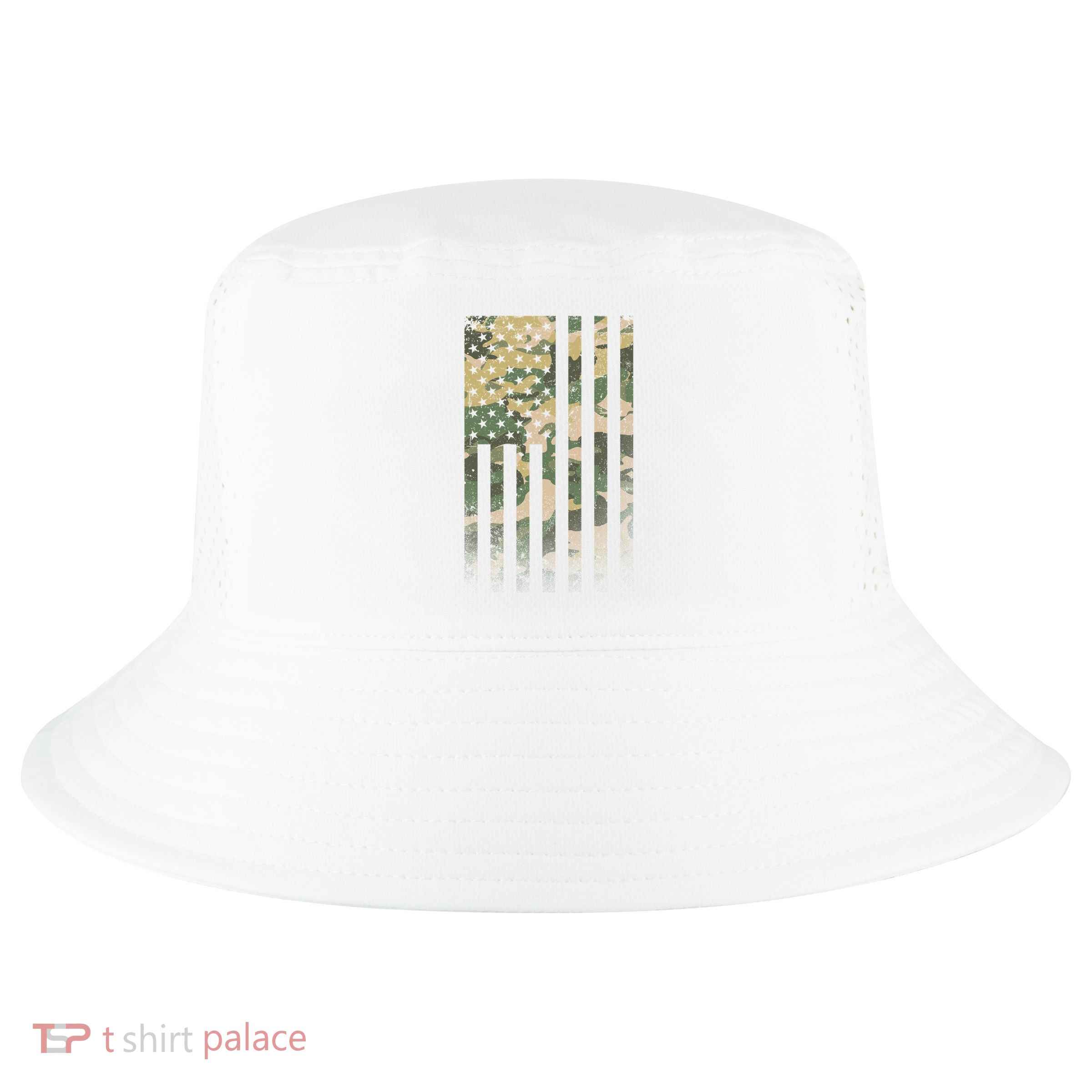 Military Camouflage USA American Flag Cool Comfort Performance Bucket Hat