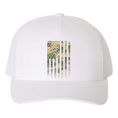 Military Camouflage USA American Flag Yupoong Adult 5-Panel Trucker Hat