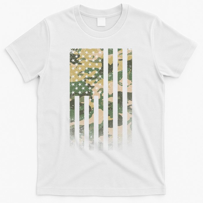 Military Camouflage USA American Flag T-Shirt