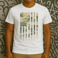 Military Camouflage USA American Flag T-Shirt