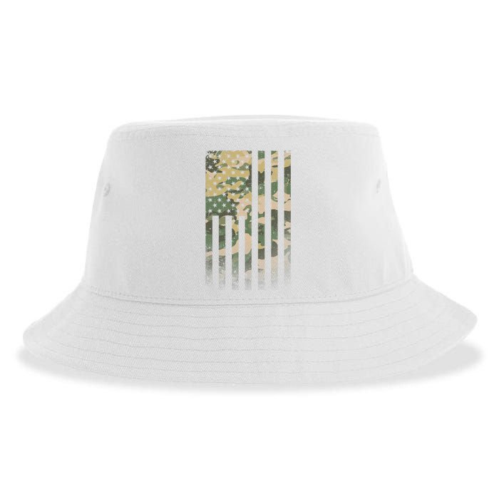 Military Camouflage USA American Flag Sustainable Bucket Hat