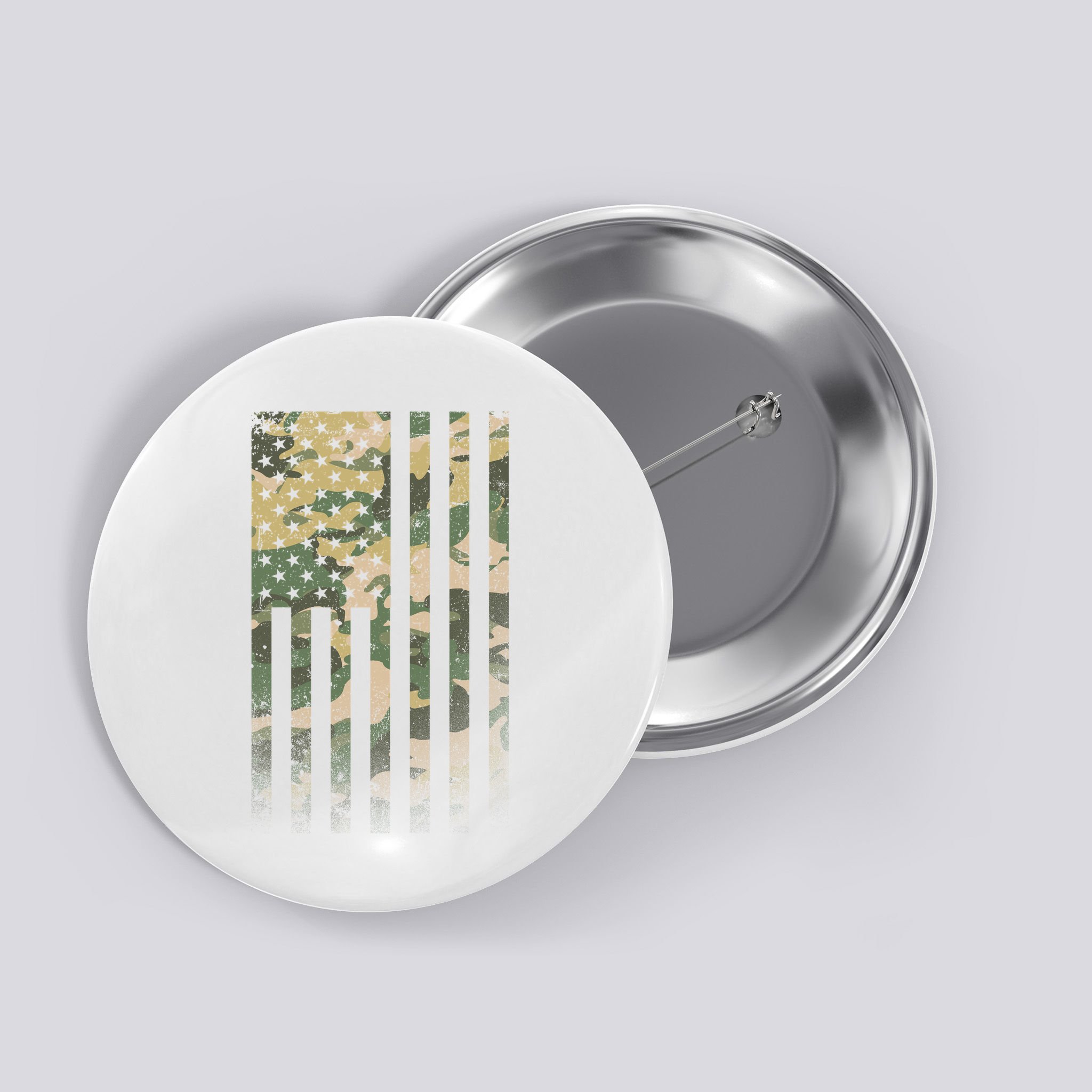 Military Camouflage USA American Flag Button