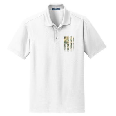 Military Camouflage USA American Flag Dry Zone Grid Polo