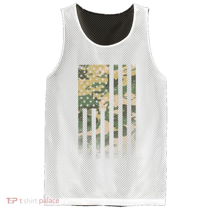 Military Camouflage USA American Flag Mesh Reversible Basketball Jersey Tank