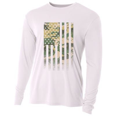 Military Camouflage USA American Flag Cooling Performance Long Sleeve Crew