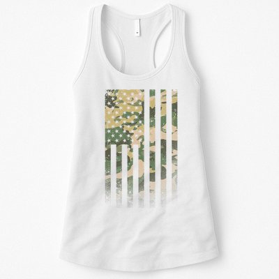 Military Camouflage USA American Flag Womens Tank Top