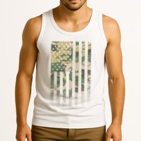 Military Camouflage USA American Flag Tank Top