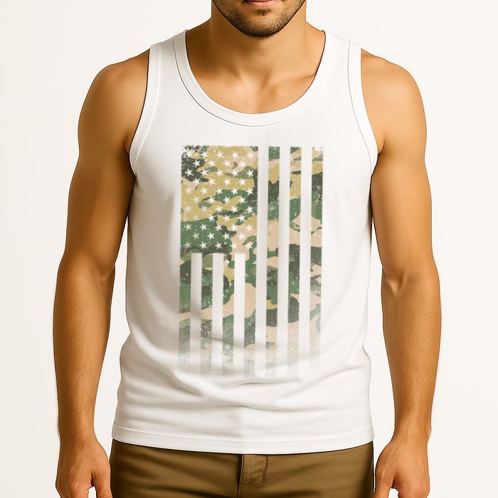 Military Camouflage USA American Flag Tank Top