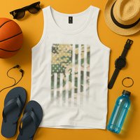 Military Camouflage USA American Flag Tank Top