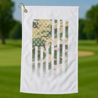 Military Camouflage USA American Flag Golf Towel