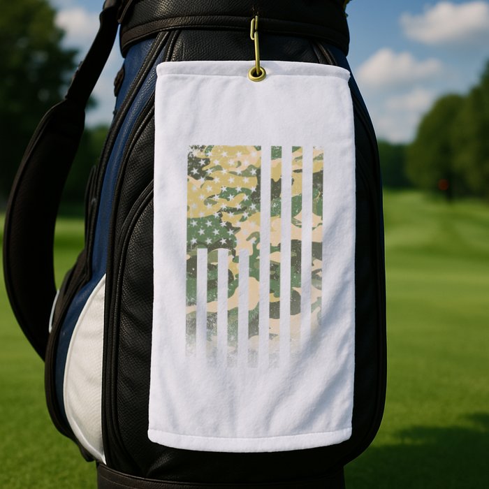 Military Camouflage USA American Flag Golf Towel