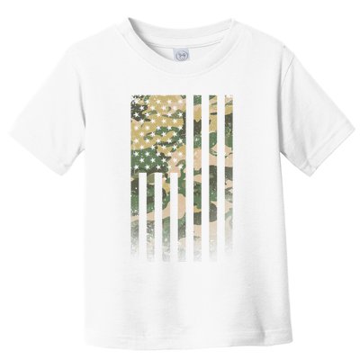 Military Camouflage USA American Flag Toddler T-Shirt