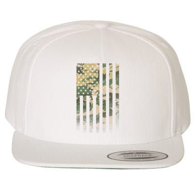 Military Camouflage USA American Flag Wool Snapback Cap