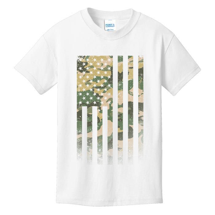 Military Camouflage USA American Flag Kids T-Shirt