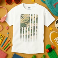 Military Camouflage USA American Flag Kids T-Shirt