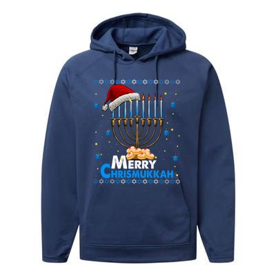 Merry Chrismukkah Ugly Xmas Funny Hanukkah Christmas Gift Performance Fleece Hoodie