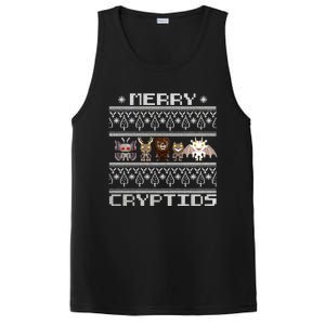 Merry Cryptids Ugly Christmas Bigfoot Moth Wendigo Gift PosiCharge Competitor Tank