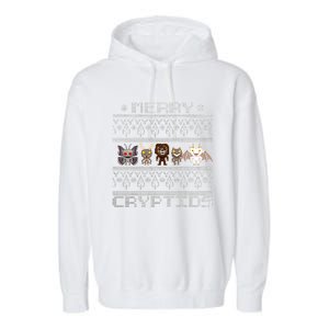 Merry Cryptids Ugly Christmas Bigfoot Moth Wendigo Gift Garment-Dyed Fleece Hoodie