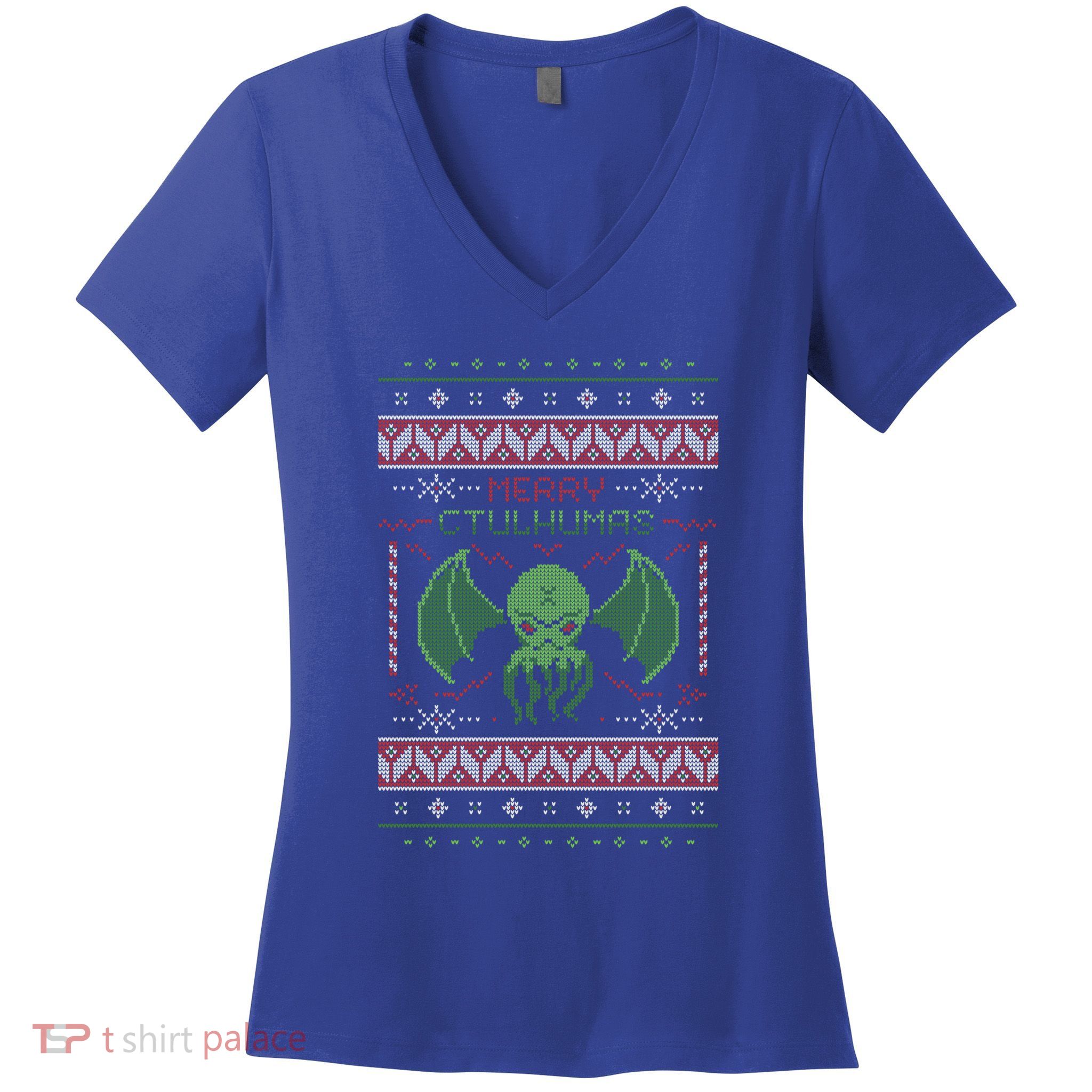 Merry Cthulhumas! Ugly Christmas Cthulhu Cute Gift Women's V-Neck T-Shirt