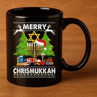 Merry Christmukkah Ugly Jewish Xmas Christmas Hanukkah 11oz C Handle Ceramic Mug