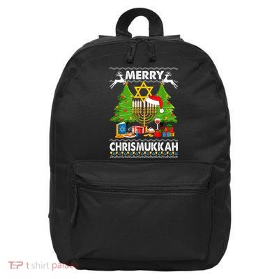 Merry Christmukkah Ugly Jewish Xmas Christmas Hanukkah 16 in Basic Backpack