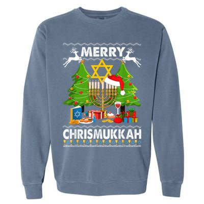 Merry Christmukkah Ugly Jewish Xmas Christmas Hanukkah Garment-Dyed Sweatshirt