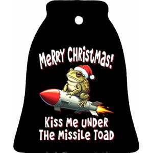 Merry Christmas Under The Missile Toad Ceramic Bell Ornament