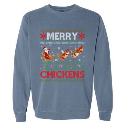 Merry Chickens Ugly Santa Riding Chicken Christmas Great Gift Garment-Dyed Sweatshirt