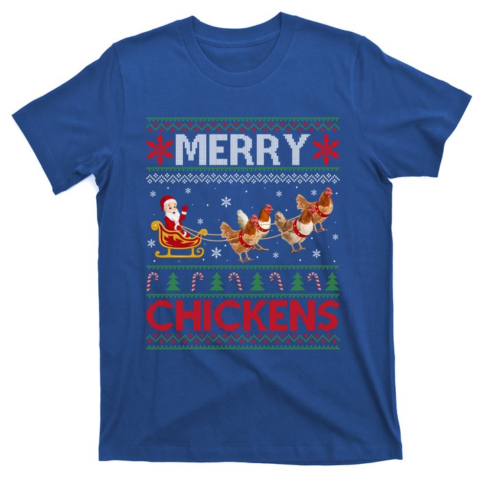 Merry Chickens Ugly Santa Riding Chicken Christmas Great Gift T-Shirt