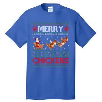 Merry Chickens Ugly Santa Riding Chicken Christmas Great Gift Tall T-Shirt