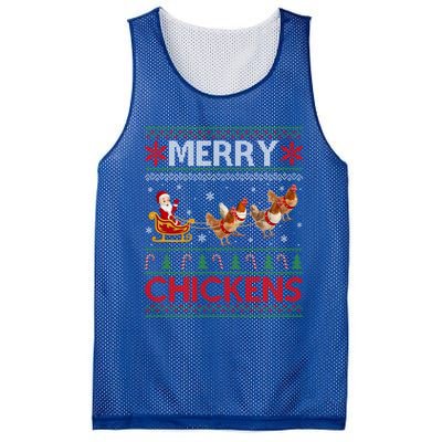 Merry Chickens Ugly Santa Riding Chicken Christmas Great Gift Mesh Reversible Basketball Jersey Tank