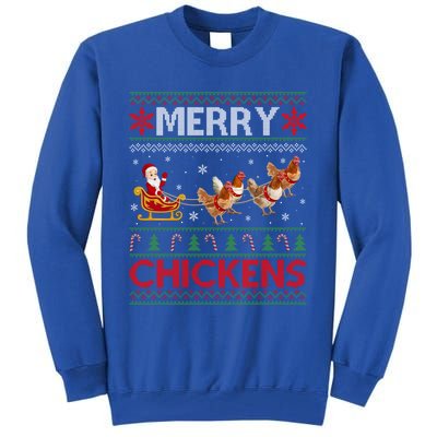 Merry Chickens Ugly Santa Riding Chicken Christmas Great Gift Tall Sweatshirt