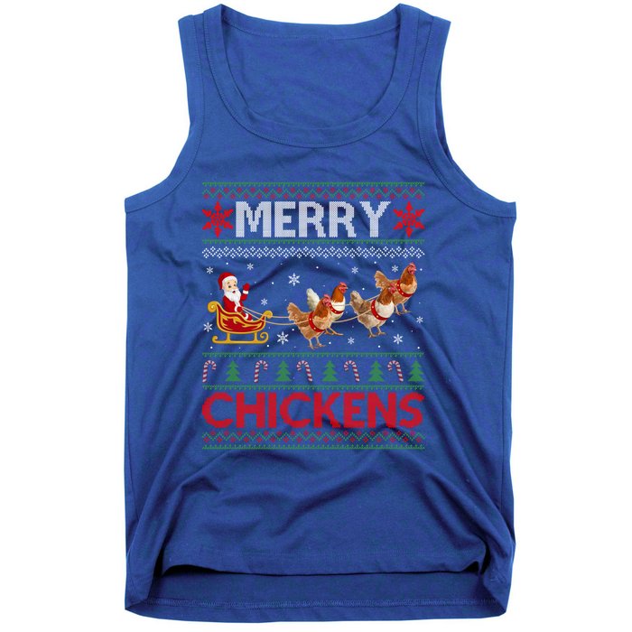 Merry Chickens Ugly Santa Riding Chicken Christmas Great Gift Tank Top