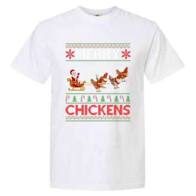 Merry Chickens Ugly Santa Riding Chicken Christmas Great Gift Garment-Dyed Heavyweight T-Shirt