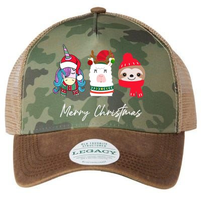 Merry Christmas Unicorn Llama Sloth Funny Wo Girl Gifts Legacy Tie Dye Trucker Hat