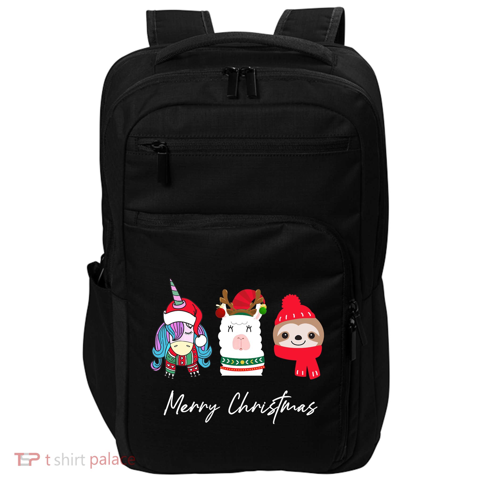 Merry Christmas Unicorn Llama Sloth Funny Wo Girl Gifts Impact Tech Backpack