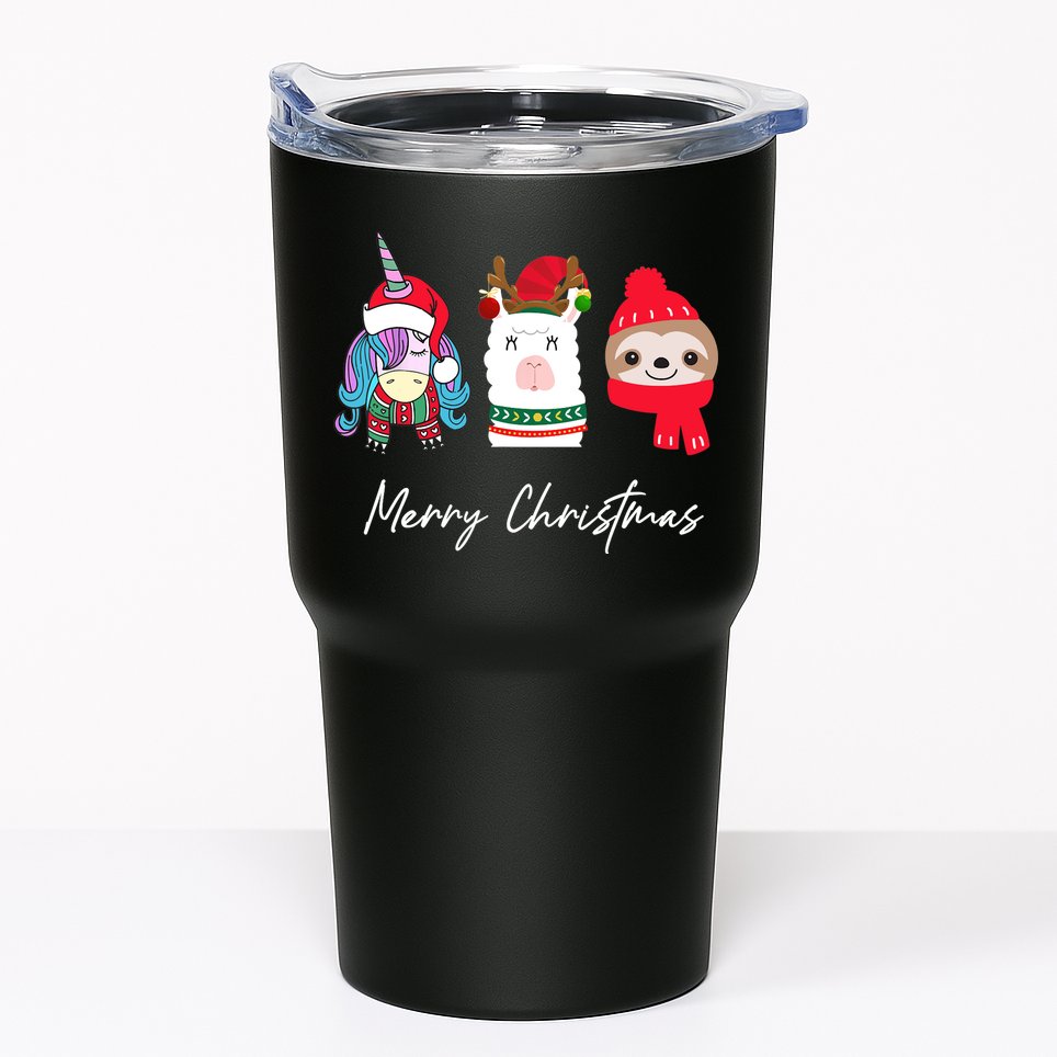 Merry Christmas Unicorn Llama Sloth Funny Wo Girl Gifts Tumbler