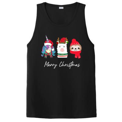 Merry Christmas Unicorn Llama Sloth Funny Wo Girl Gifts PosiCharge Competitor Tank