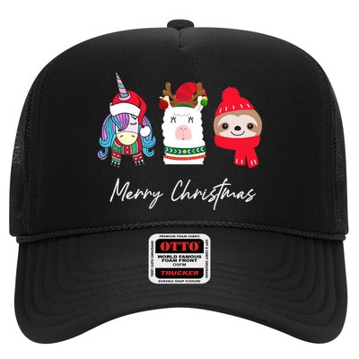 Merry Christmas Unicorn Llama Sloth Funny Wo Girl Gifts Trucker Hat