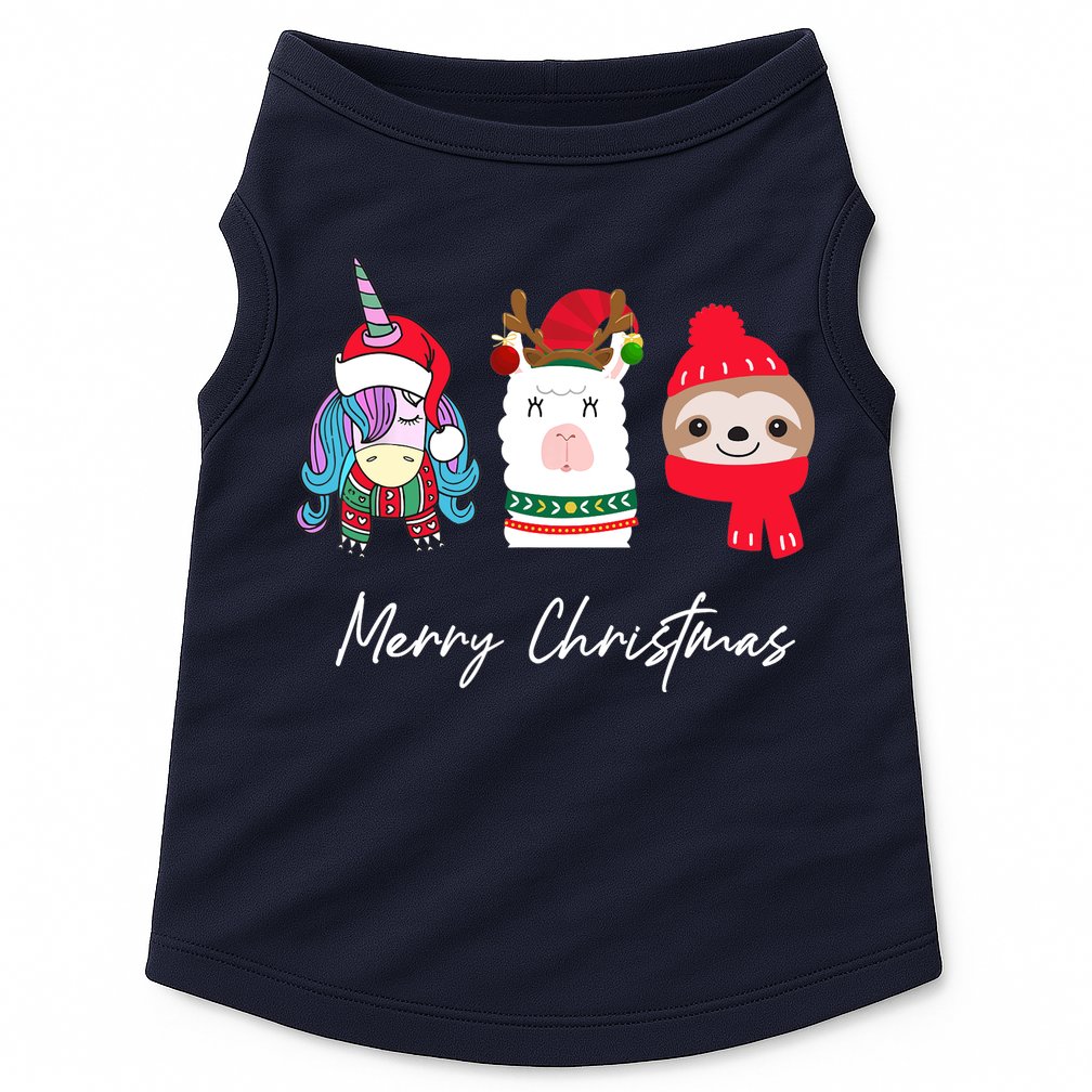 Merry Christmas Unicorn Llama Sloth Funny Wo Girl Gifts Doggie Tank