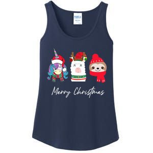 Merry Christmas Unicorn Llama Sloth Funny Wo Girl Gifts Ladies Essential Tank