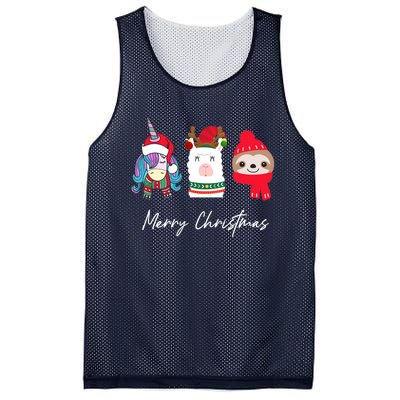 Merry Christmas Unicorn Llama Sloth Funny Wo Girl Gifts Mesh Reversible Basketball Jersey Tank