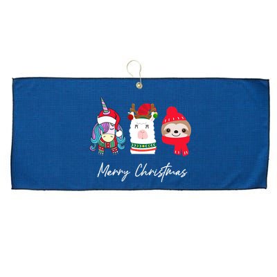 Merry Christmas Unicorn Llama Sloth Funny Wo Girl Gifts Large Microfiber Waffle Golf Towel