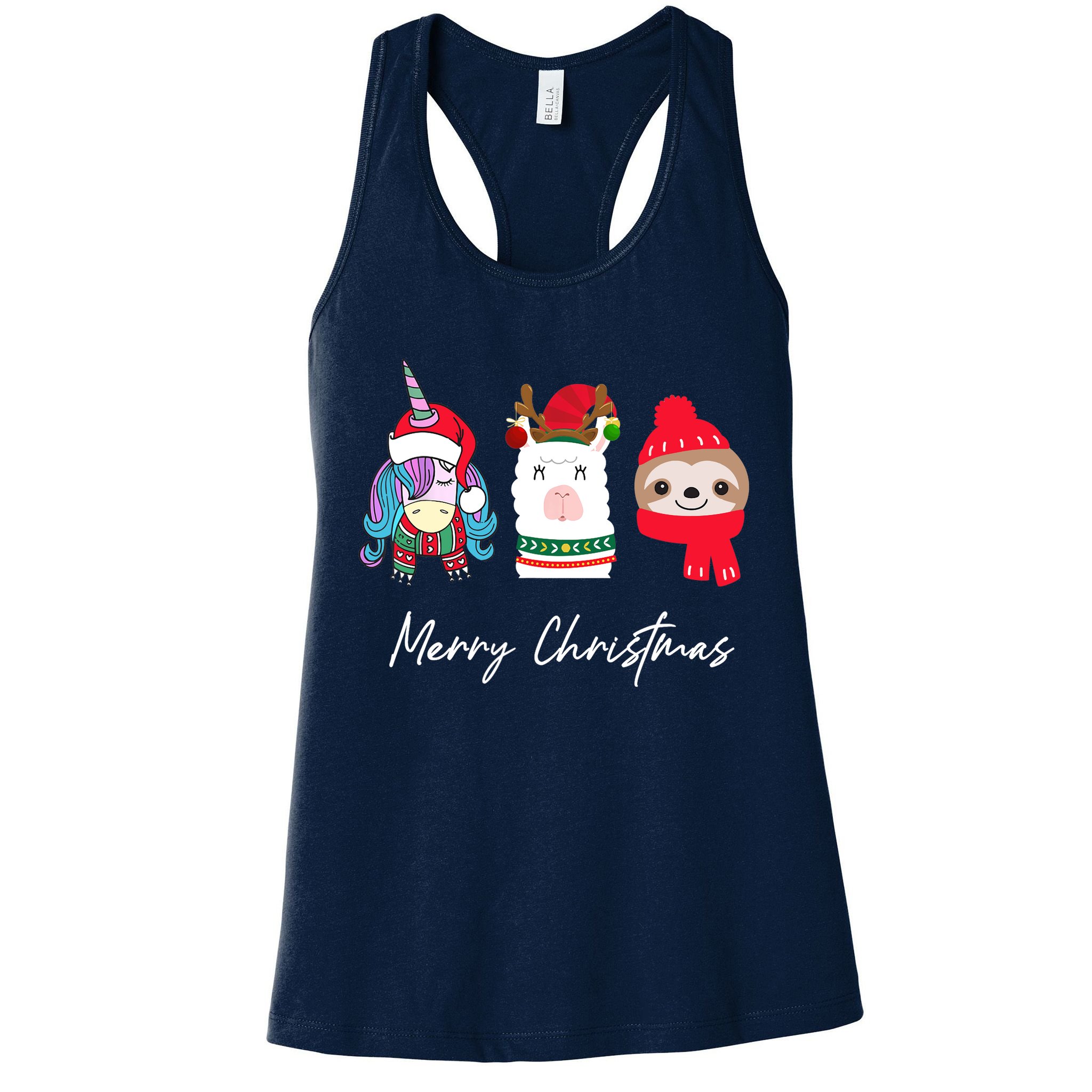 Merry Christmas Unicorn Llama Sloth Funny Wo Girl Gifts Womens Tank Top