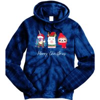 Merry Christmas Unicorn Llama Sloth Funny Wo Girl Gifts Tie Dye Hoodie