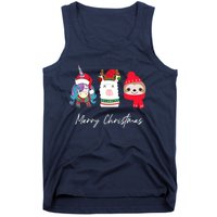 Merry Christmas Unicorn Llama Sloth Funny Wo Girl Gifts Tank Top